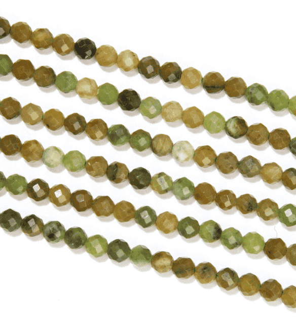 Jade Nephrite Canada Facettée A perles 3mm sur fil 40cm