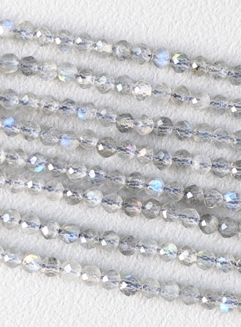 Labradorite Facettée AA perles 3mm sur fil 40cm