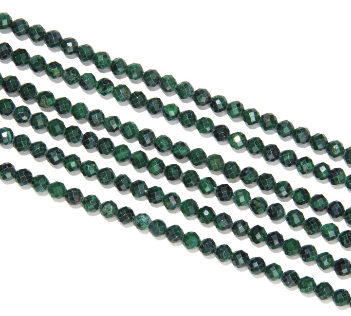 Facettierte Malachit AA 3mm Perlen auf 40cm Draht