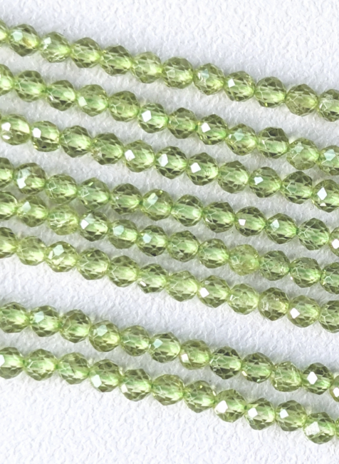 Péridot Facettée AA perles 3mm sur fil 40cm