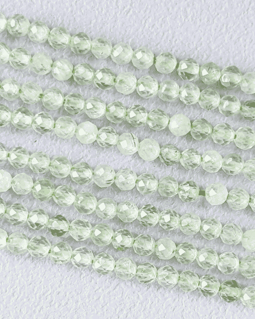 Prehnite Facettée AA perles 3mm sur fil 40cm