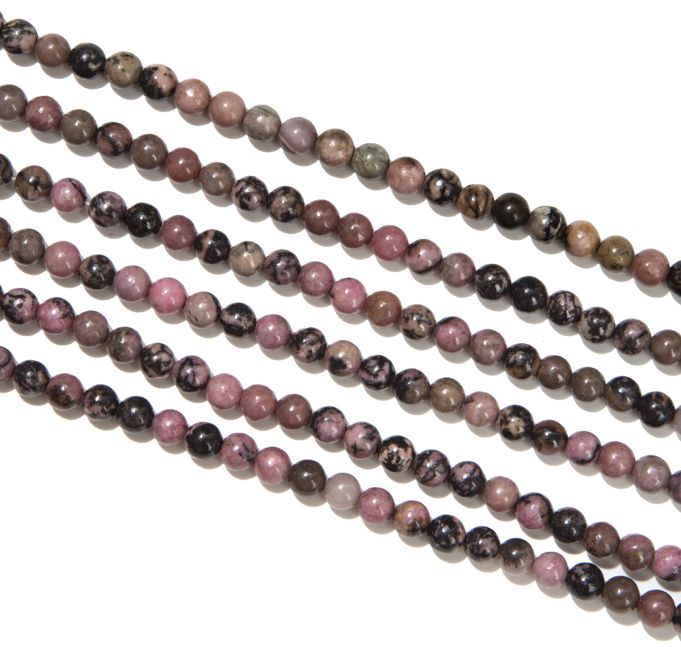 Facettierter Rhodonit A 3 mm Perlen auf 40 cm Draht