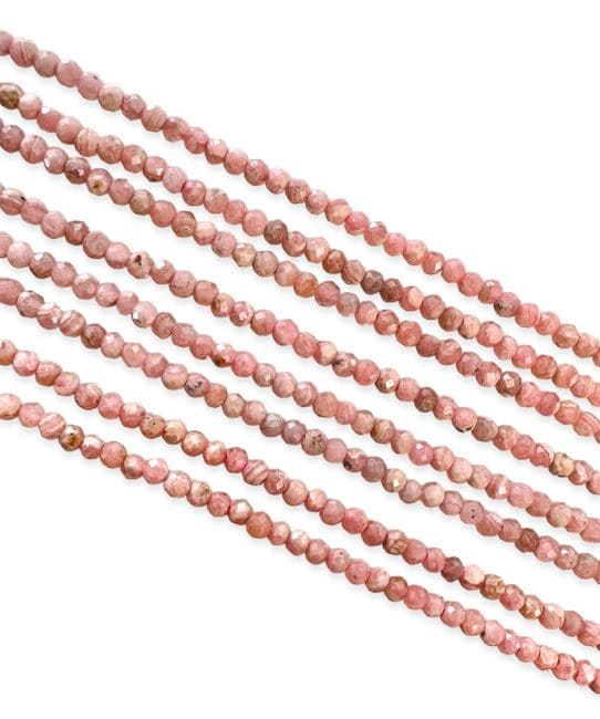 Rhodochrosite Argentine Facettée AA perles 3mm sur fil 40cm