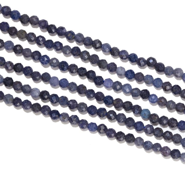 Saphir Bleu Facettée AB perles 3mm sur fil 40cm