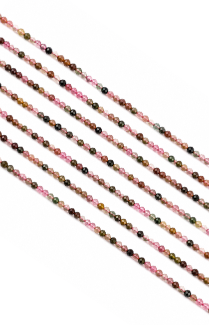 Perles Facettées sur Fil Tourmaline Multicolore AA 3mm chez Arabesk