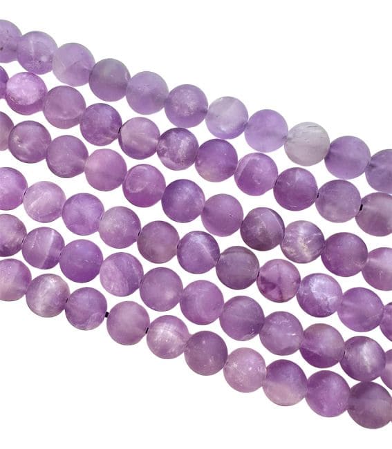 Amethyste A perles mates 6mm sur fil 40cm