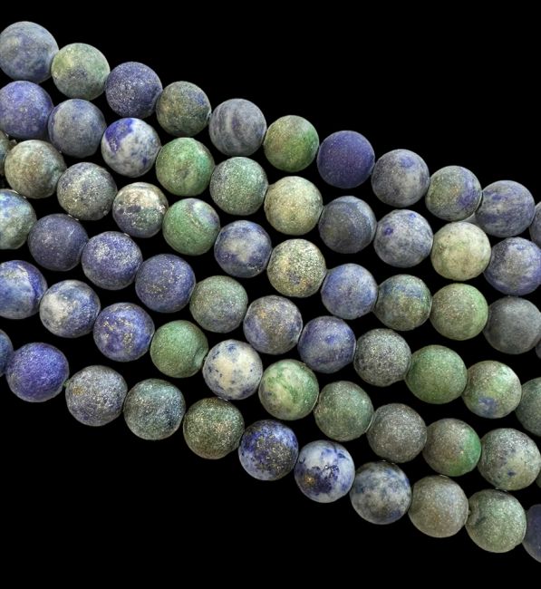 Azurite Malachite perles mates 6mm sur fil 40cm
