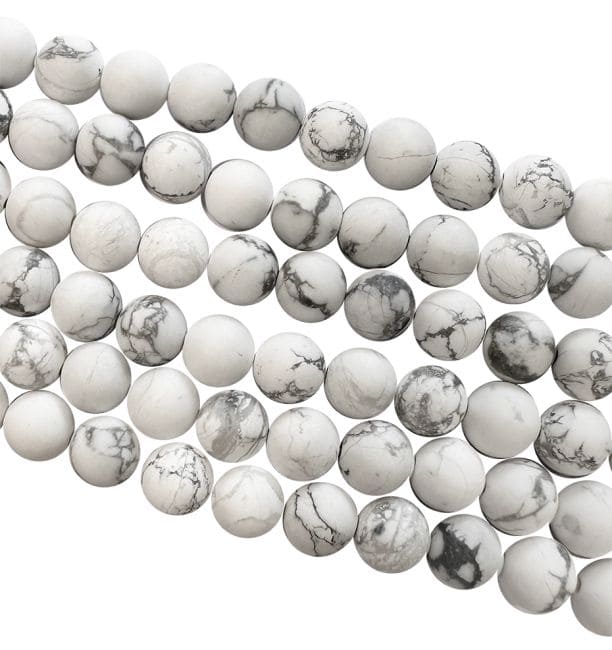 Howlite A perles mates 6mm sur fil 40cm