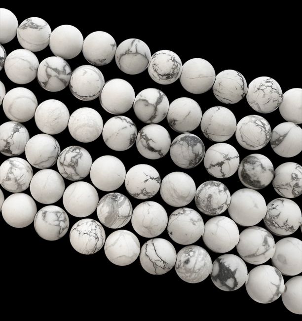 Howlite A perles mates 6mm sur fil 40cm