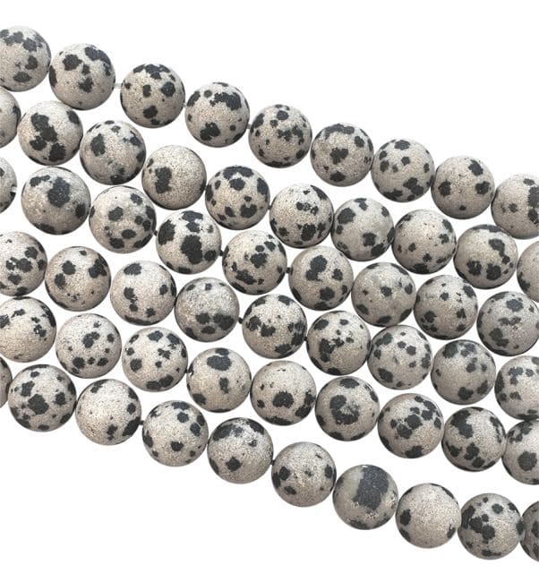 Jaspe Dalmatien A perles mates 6mm sur fil 40cm