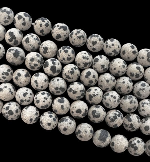 Jaspe Dalmatien A perles mates 6mm sur fil 40cm