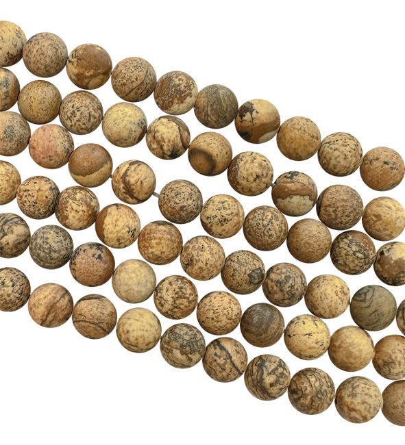 Jaspe Paysage perles mates 6mm sur fil 40cm