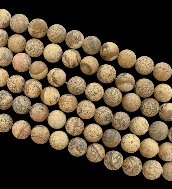 Jaspe Paysage perles mates 6mm sur fil 40cm