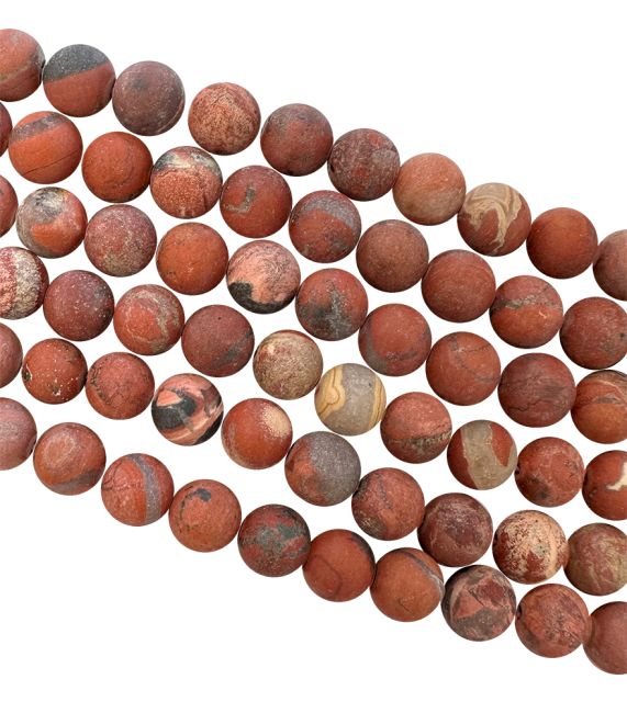 Jaspe Rouge perles mates 8mm sur fil 40cm