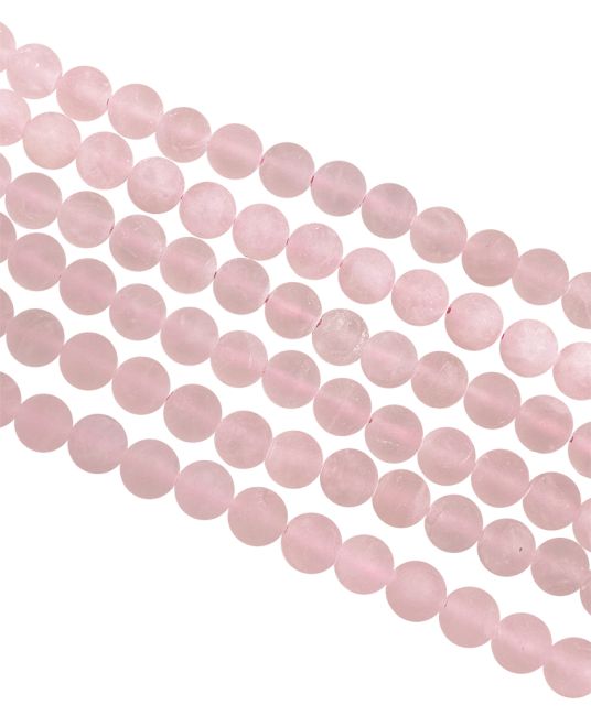 Quartz Rose A perles mates 6mm sur fil 40cm