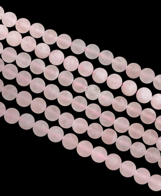 Quartz Rose A perles mates 6mm sur fil 40cm