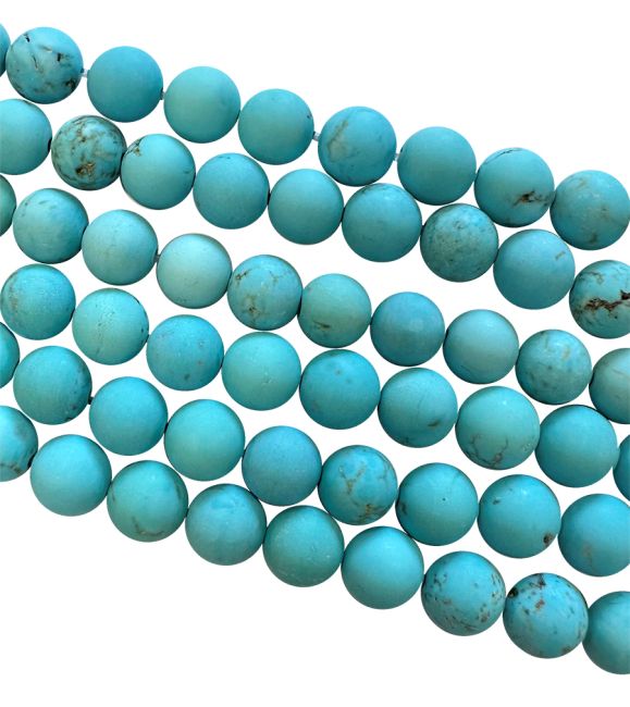 Turquénite Howlite naturelle teintée A perles mates 6mm sur fil 40cm