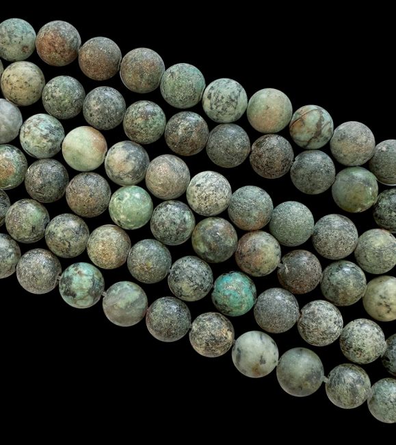 Turquoise naturelle d'Afrique perles mates 8mm sur fil 40cm