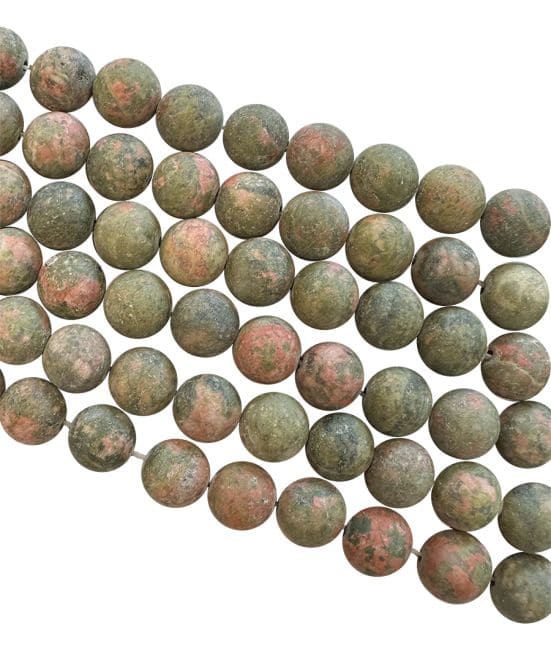 Unakite perles mates 6mm sur fil 40cm