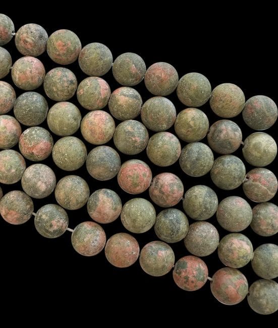 Unakite perles mates 6mm sur fil 40cm