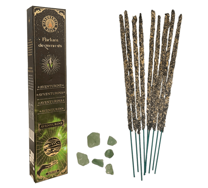 Encens Fragrances & Sens Parfum de Gemmes Aventurine Smudge Stick 20g chez Arabesk