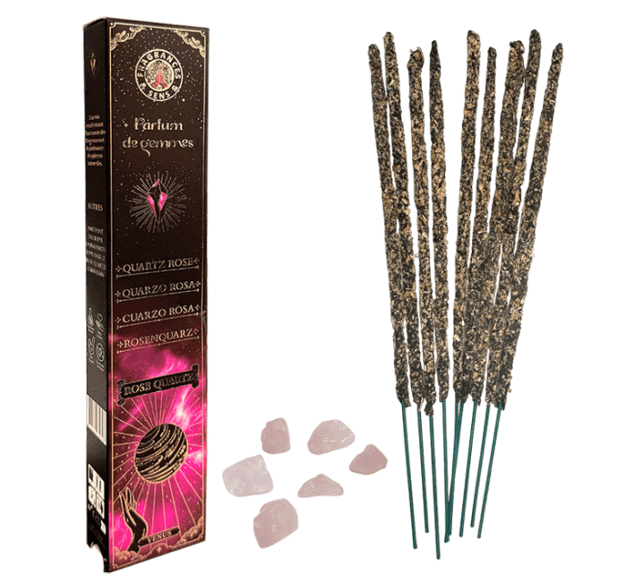 Encens Fragrances & Sens Parfum de Gemmes Rose Quartz Smudge Stick 20g chez Arabesk