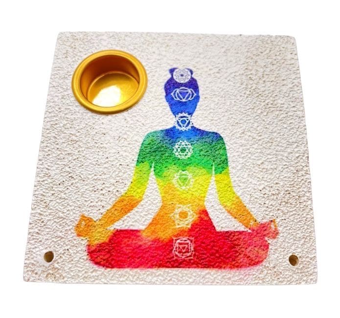 Portes encens carré 7 chakras 9 cm