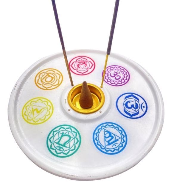 Portes encens rond 7 chakras 15 cm