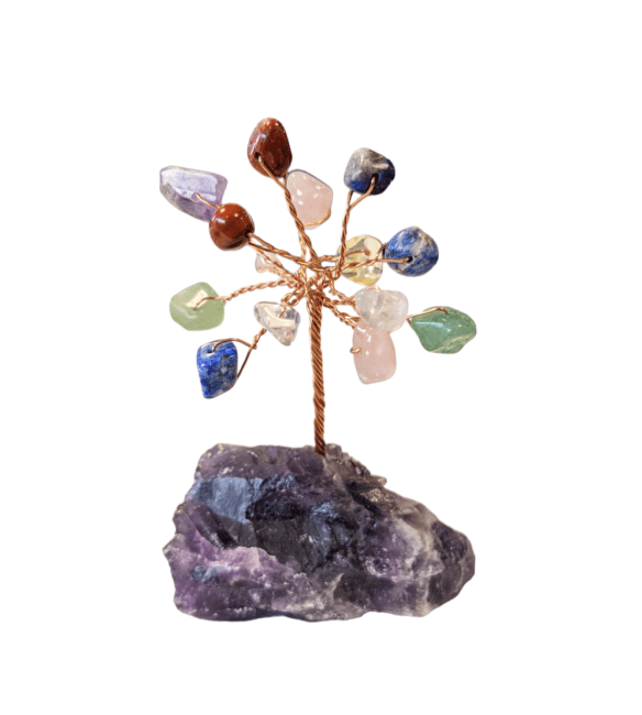 Baum des Lebens 7 Chakren auf Druse Amethyst 8cm