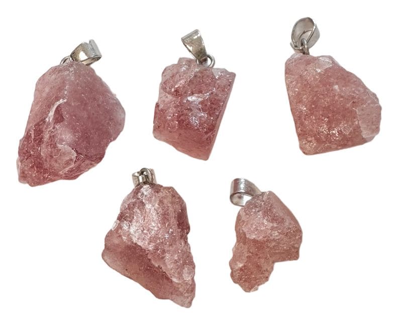 Pendentif Pierre Brute Quartz Fraise Hematoide  A x5