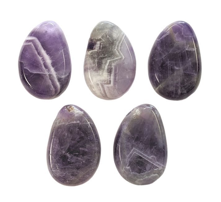 Gebänderter Amethyst A durchbohrter gerollter Steinanhänger 20–30 mm x 5