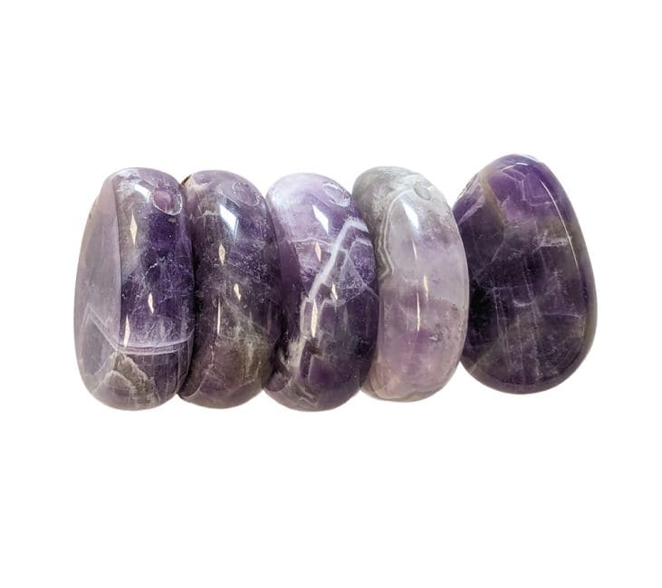 Gebänderter Amethyst A durchbohrter gerollter Steinanhänger 20–30 mm x 5