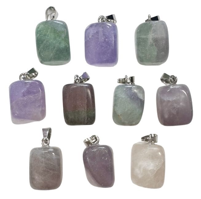 Pendentif Pierre Roulée Fluorite Multicolore x10