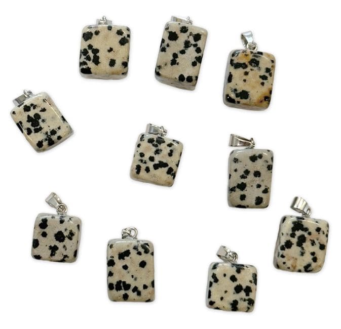 Pendentif pierre roulée Jaspe Dalmatien x10