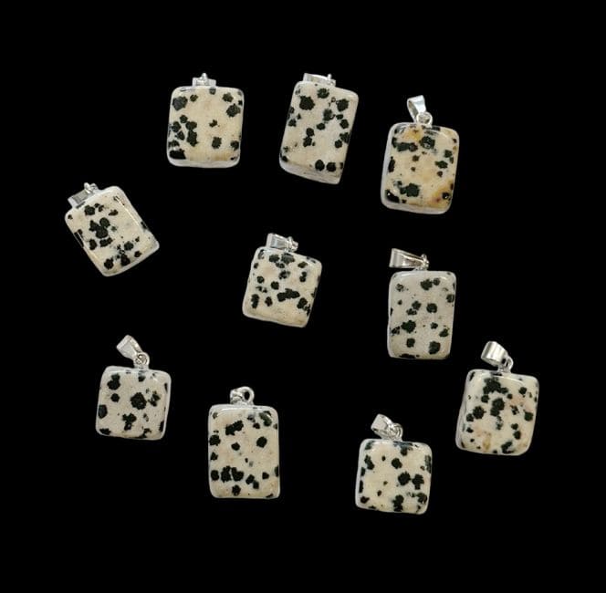 Pendentif pierre roulée Jaspe Dalmatien x10