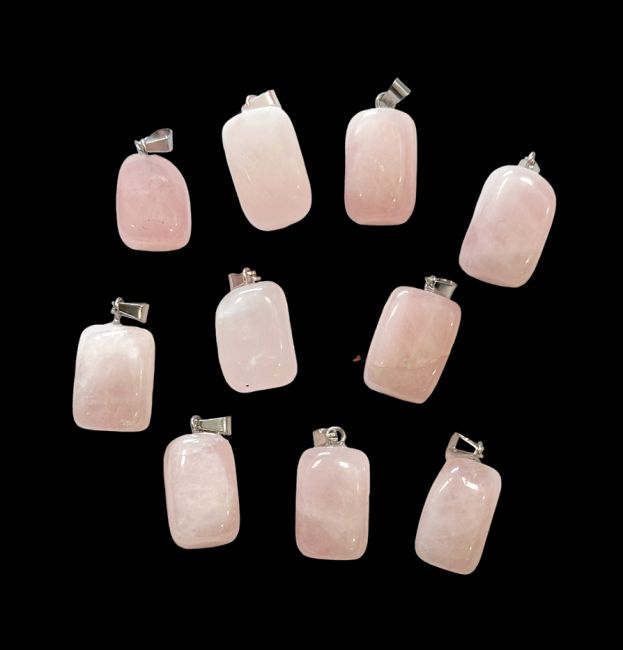 Pendentif Pierre Roulée Quartz Rose A x10