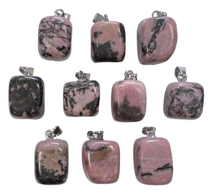 Pendentif Pierre Roulée Rhodonite x 10