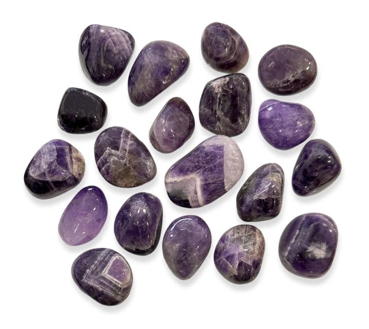 Gebänderter Amethyst mit Trommelsteinen 250g