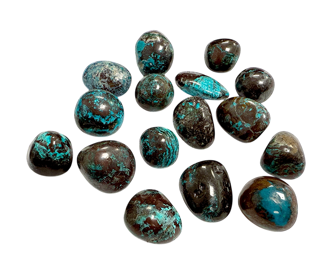 Chrysocolle  du Congo AA pierres roulées 250g chez Arabesk