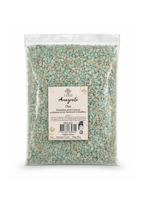 Chips de Pierres Naturelles Amazonite du Pérou A 2-4mm 500g chez Arabesk