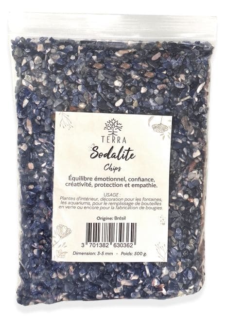 Sodalite A+ Chips de pierres naturelles 3-5mm 500g