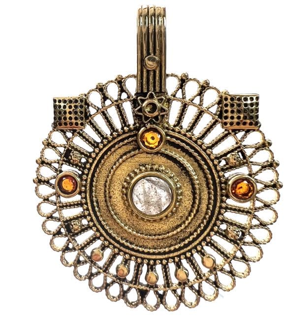 Pendentif Bronze  avec pierres semi-précieuse 4cm chez Arabesk