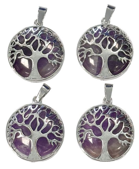 Pendentif Métal Arbre de Vie Amethyste A 25mm x4