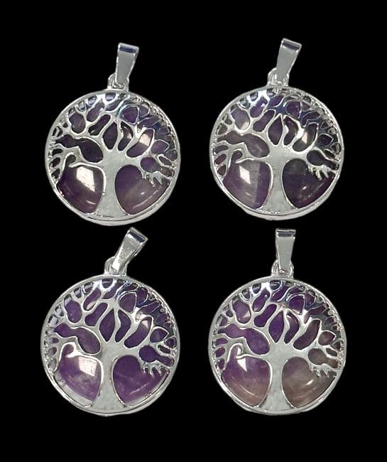 Pendentif Métal Arbre de Vie Amethyste A 25mm x4