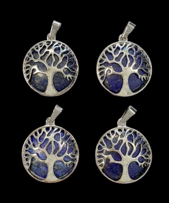 Pendentif Métal Arbre de Vie Lapis Lazuli A 25mm x4