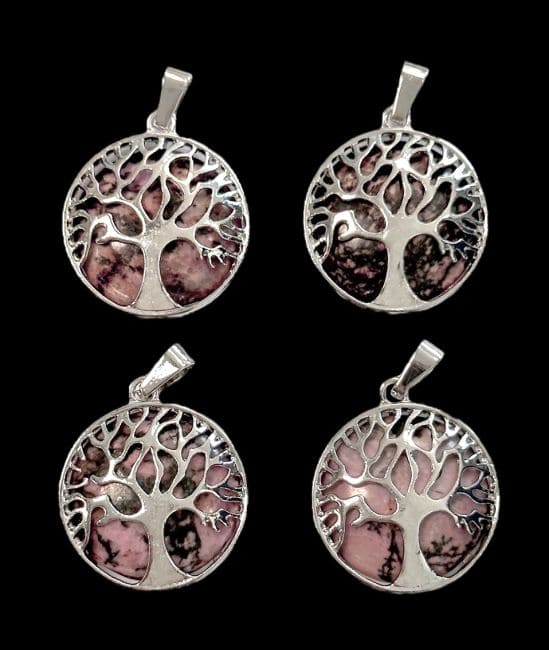 Pendentif Métal Arbre de Vie Rhodonite 25mm x4 chez Arabesk|fr