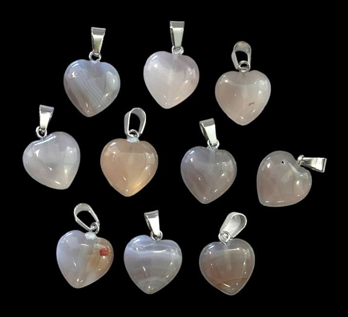 Pendentif Coeur Agate grise 15mm x10