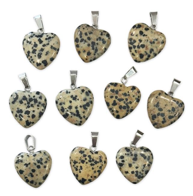 Pendentif Coeur Jaspe Dalmatien 15mm x10 chez Arabesk