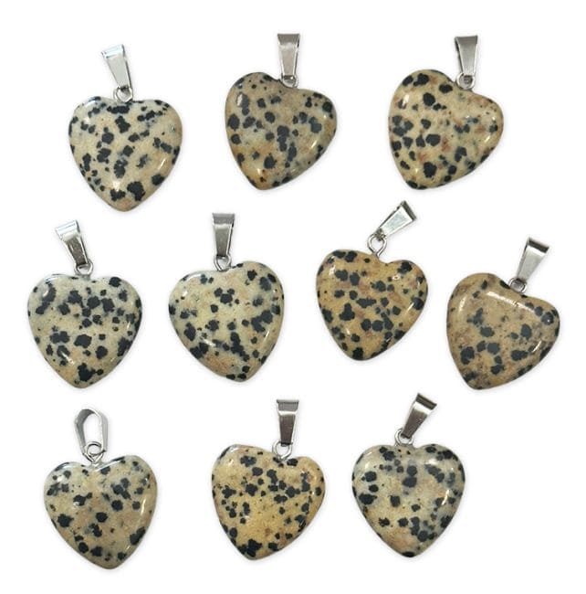 Pendentif Coeur Jaspe Dalmatien 15mm x10