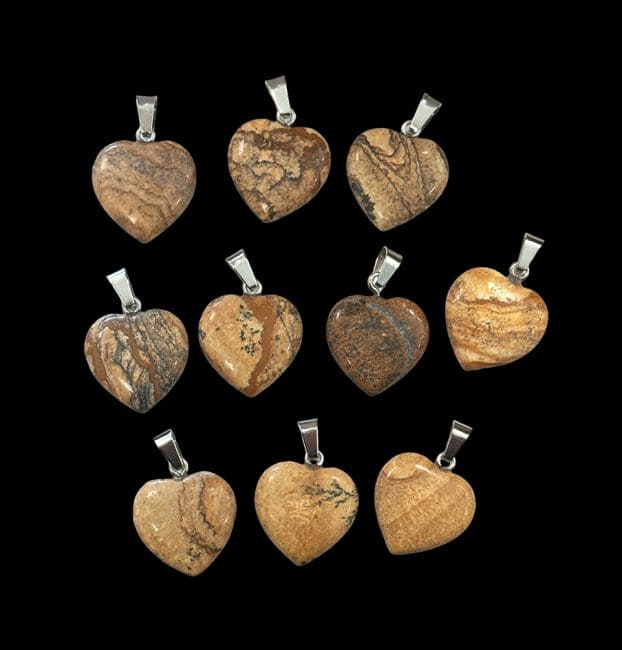 Pendentif Coeur Jaspe Paysage 15mm x10